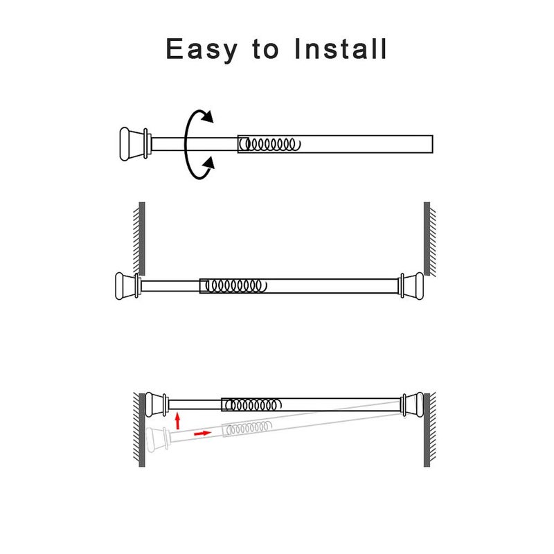 Goowin 6Pcs Tension Rod, Goowin Tension Rods for Windows, No Drilling Rustproof Spring Adjustable Tension Curtain Rod for Doors, Windows, Wardrobe Bars, Drying Support Rods (White, 28-48 inch) - Image 5
